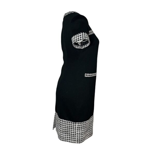 KARL LAGERFELD Paris Black White Dress Sheath Houndstooth Detail Size 6 - Picture 3 of 10